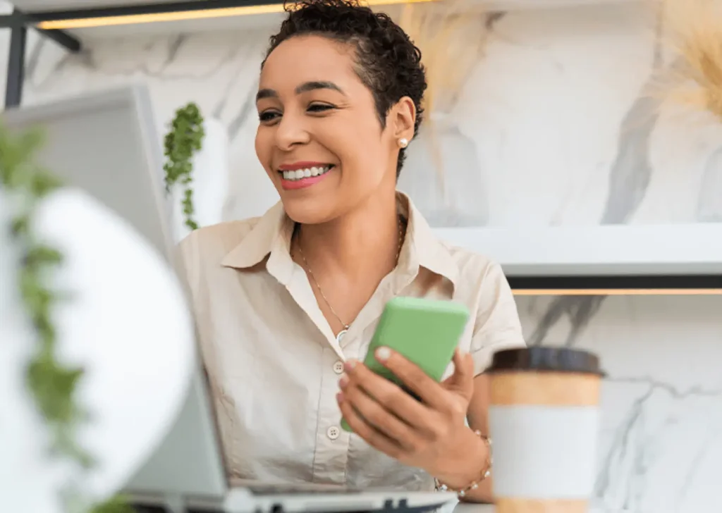 woman looking at monitor