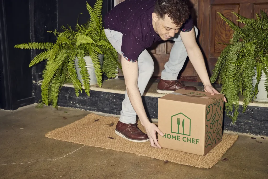 man receiving home chef delivery